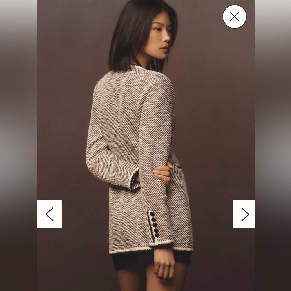 Avec Les Filles Black & White Tweed Jacket Blazer - Picture 3 of 11